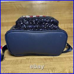 2020 Disney Parks Loungefly Minnie Americana Patriotic Blue Sequin Backpack