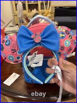 2022 Disney Vacation Club DVC Member Loungefly Neon Backpack And Minnie Ear Set