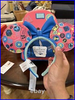 2022 Disney Vacation Club DVC Member Loungefly Neon Backpack And Minnie Ear Set