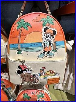 2024 Disney Parks Mickey & Minnie Summer At The Beach Loungefly Minni Backpack