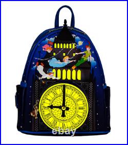 3pc Loungefly Disney PETER PAN Glow in Dark CLOCK Backpack + Wallet + Bracelet