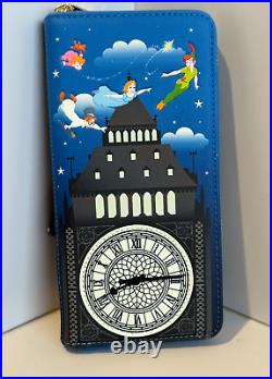 3pc Loungefly Disney PETER PAN Glow in Dark CLOCK Backpack + Wallet + Bracelet