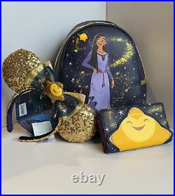 3pc Loungefly Disney Parks WISH Asha Star Backpack + Wallet + Mouse Ear Headband