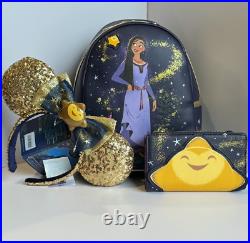 3pc Loungefly Disney Parks WISH Asha Star Backpack + Wallet + Mouse Ear Headband