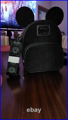 Disney 100 Coudouroy Black Minnie Loungefly Backpack NWOT