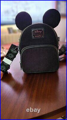 Disney 100 Coudouroy Black Minnie Loungefly Backpack NWOT