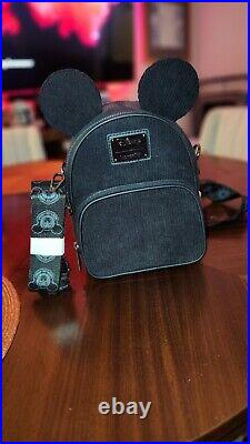 Disney 100 Coudouroy Black Minnie Loungefly Backpack NWOT