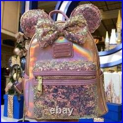 Disney 50th Anniversary EARidescent Iridescent Loungefly Pink Backpack Sequins