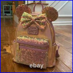 Disney 50th Anniversary EARidescent Iridescent Loungefly Pink Backpack Sequins