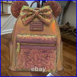 Disney 50th Anniversary EARidescent Iridescent Loungefly Pink Backpack Sequins