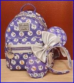 Disney Loungefly 100th Anniversary Mickey & Friends Platinum Backpack & Ears