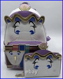 Disney Loungefly Beauty & The Beast Mrs Potts and Chip Backpack & Wallet BNWT