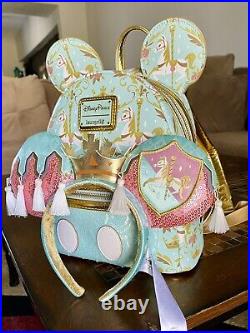 Disney Loungefly Prince Charming Regal Carrousel Backpack And Matching Ears