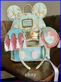 Disney Loungefly Prince Charming Regal Carrousel Backpack And Matching Ears