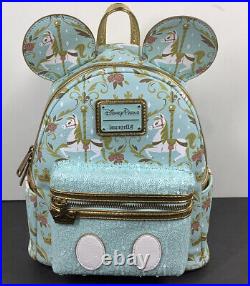 Disney Loungefly WDW 50th Mickey Main Attraction Carousel Mini Backpack NWT