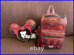 Disney Marvel Scarlet Witch Loungefly Mini Backpack and Minnie Ears Set NWT