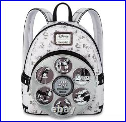 Disney Mickey Mouse Steamboat Willie Loungefly Mini Backpack Disney100 New