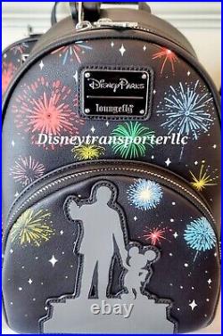 Disney Parks 100th Partners Mickey Walt Fireworks LighUp GITD Backpack Loungefly