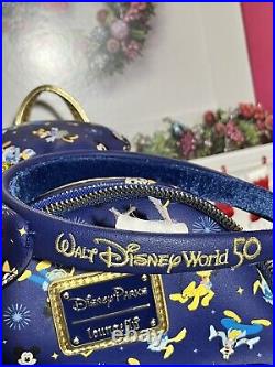 Disney Parks Disney World 50th Anniversary Blue Loungefly With Ears Backpack