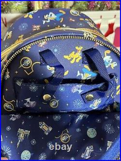 Disney Parks Disney World 50th Anniversary Blue Loungefly With Ears Backpack