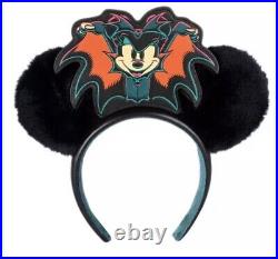 Disney Parks Halloween 2023 Mickey Pumpkin Backpack/ 2023 Vampire Minnie Ears