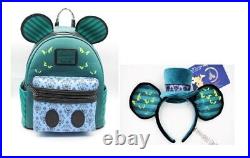 Disney Parks Loungefly Haunted Mansion Mini Backpack & Haunted Mickey Ears Set