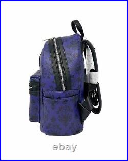 Disney Parks Loungefly Haunted Mansion Wallpaper Purple/Black Mini Backpack NEW