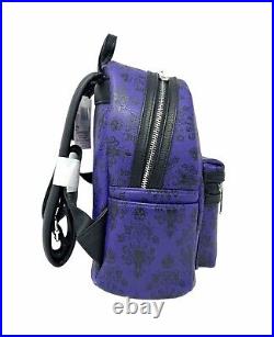 Disney Parks Loungefly Haunted Mansion Wallpaper Purple/Black Mini Backpack NEW