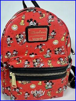 Disney Parks Loungefly Mickey & Minnie With Pluto Red Mini Backpack, Used 1X, 2022