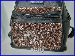 Disney Parks Loungefly Mini Ears And Gold And Black Sequined Bow Pocket Backpack