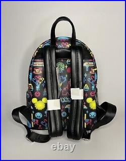 Disney Parks Loungefly Neon Glow Disney Park Attraction Icons Mini Backpack NWT