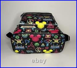 Disney Parks Loungefly Neon Glow Disney Park Attraction Icons Mini Backpack NWT