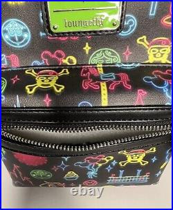 Disney Parks Loungefly Neon Glow Disney Park Attraction Icons Mini Backpack NWT