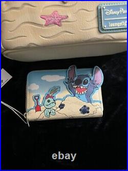 Disney Parks Loungefly Stitch & Scrump Beach Day Sand Castle Backpack & Wallet