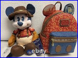 Disney Parks Main Attraction Collection Mickey Thunder Mountain Backpack &Plush