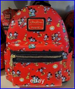 Disney Parks Mickey Minnie Pluto Rucksack Red Backpack 2022 Loungefly New