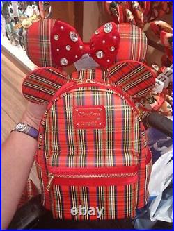 Disney Parks Plaid Mickey Mouse Christmas Holiday Mini Backpack Loungefly & EARS