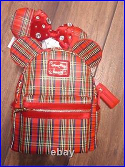 Disney Parks Plaid Mickey Mouse Christmas Holiday Mini Backpack Loungefly & EARS