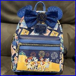 Disney Parks Riviera Resort Minnie Mini Blue Postcards Backpack Loungefly