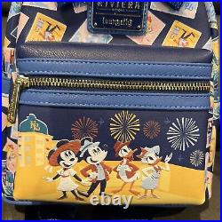 Disney Parks Riviera Resort Minnie Mini Blue Postcards Backpack Loungefly