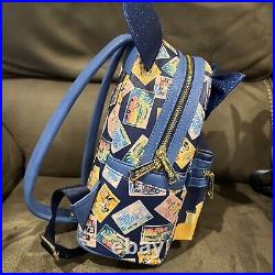 Disney Parks Riviera Resort Minnie Mini Blue Postcards Backpack Loungefly