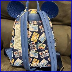 Disney Parks Riviera Resort Minnie Mini Blue Postcards Backpack Loungefly