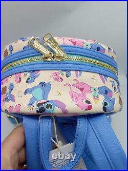 Disney Parks Stitch And Angel Valentines All Over Mini Backpack Exact A+ 2024