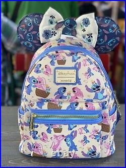 Disney Stitch And Angel Lilo & Stitch Loungefly Mini Backpack New With EARS