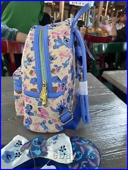 Disney Stitch And Angel Lilo & Stitch Loungefly Mini Backpack New With EARS