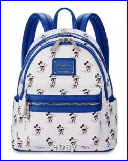 Disney World Parks Mickey Mouse Americana Patriotic USA Loungefly Backpack New