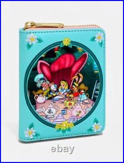 LOUNGEFLY DISNEY ALICE IN WONDERLAND TEA PARTY MINI BACKPACK, Wallet, & Charm