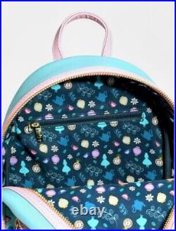 LOUNGEFLY DISNEY ALICE IN WONDERLAND TEA PARTY MINI BACKPACK, Wallet, & Charm