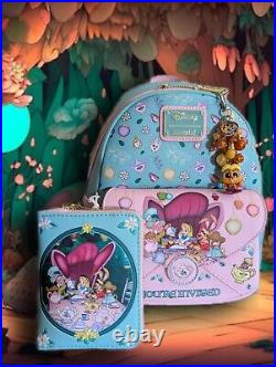 LOUNGEFLY DISNEY ALICE IN WONDERLAND TEA PARTY MINI BACKPACK, Wallet, & Charm