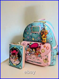 LOUNGEFLY DISNEY ALICE IN WONDERLAND TEA PARTY MINI BACKPACK, Wallet, & Charm